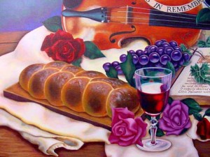 A still life painting with the elements of communion.