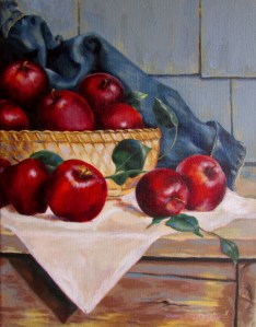 Some friends brought over some Black Arkansas Apples from their orchard.  I added my favorite jeans jacket to the composition.